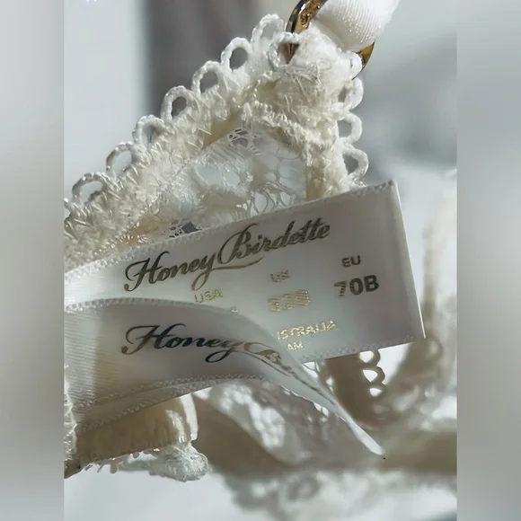 Honey Birdette FULL SET | Whitney | Ivory Holographic Lingerie Crystal | 32B / S - Picture 7 of 15